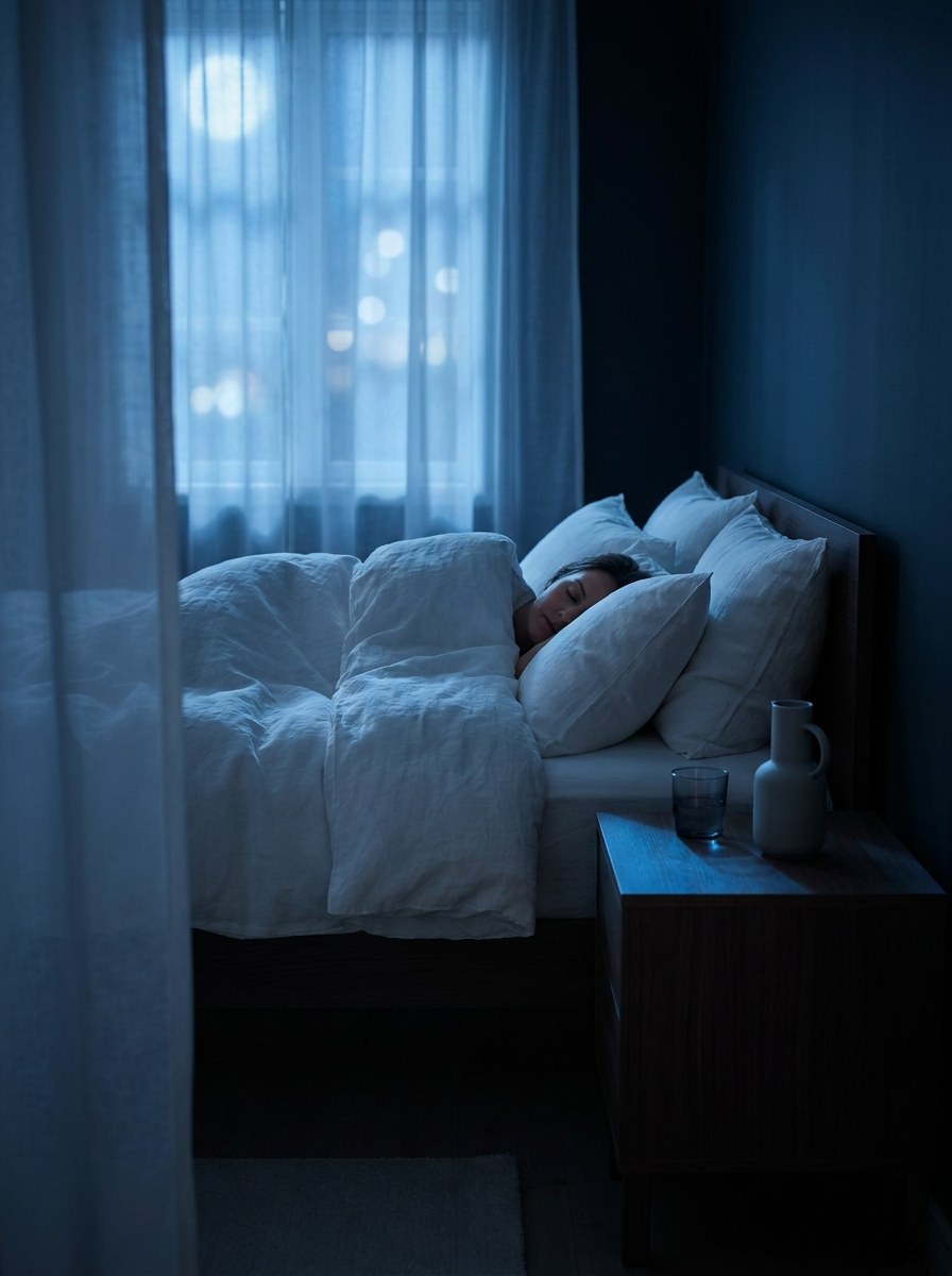 Person sleeping peacefully through the night